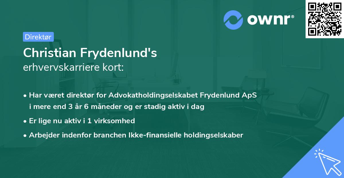 Christian Frydenlund's erhvervskarriere kort