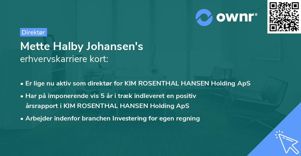 Mette Halby Johansen's erhvervskarriere kort