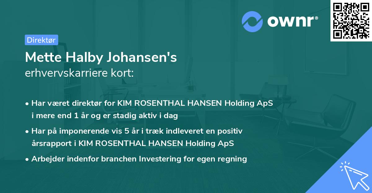 Mette Halby Johansen's erhvervskarriere kort