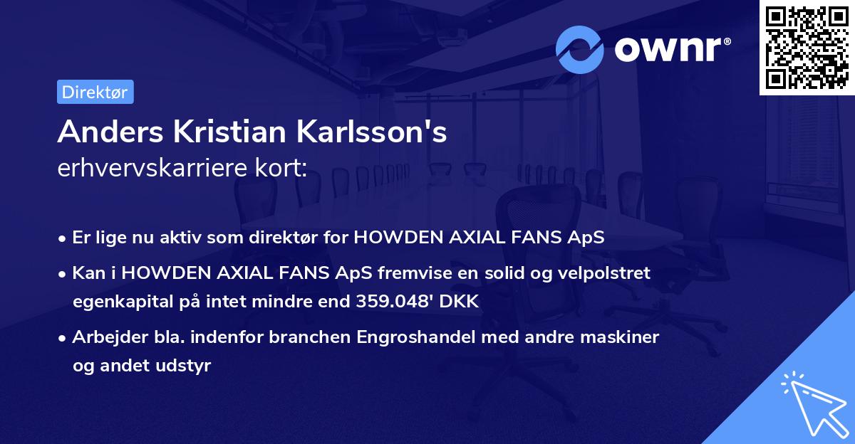 Anders Kristian Karlsson's erhvervskarriere kort