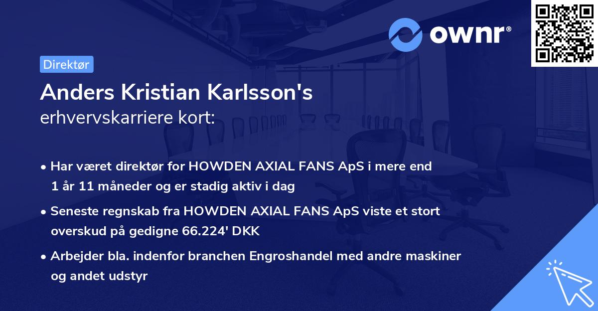 Anders Kristian Karlsson's erhvervskarriere kort