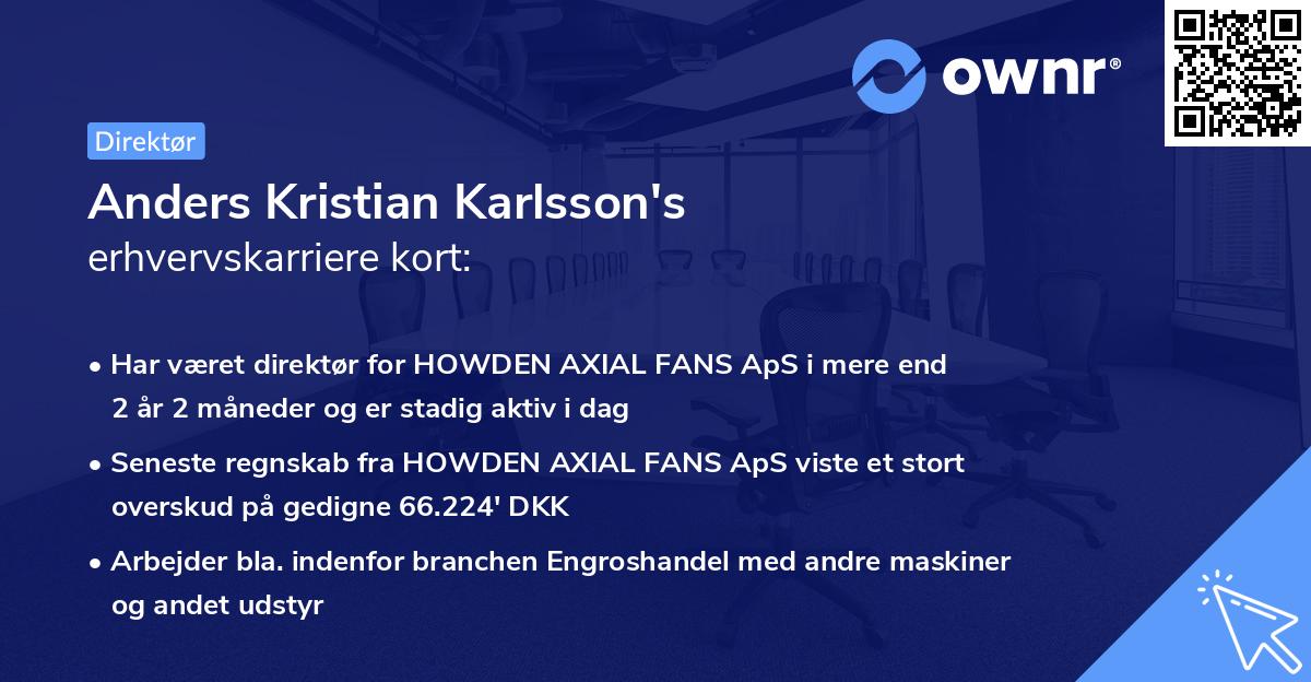 Anders Kristian Karlsson's erhvervskarriere kort
