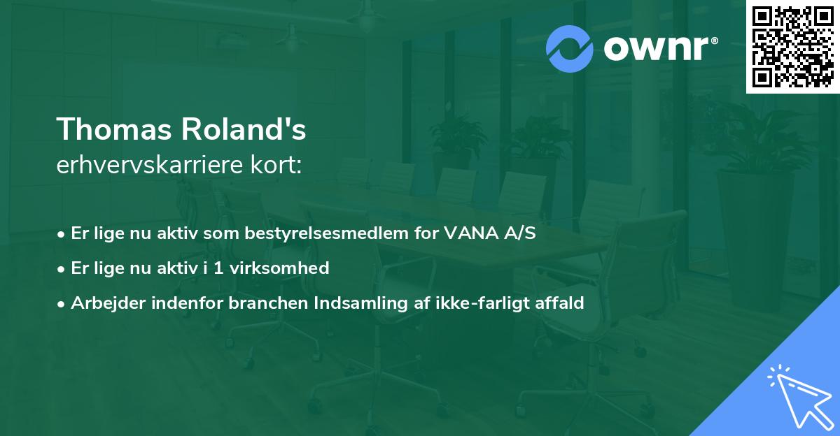 Thomas Roland's erhvervskarriere kort