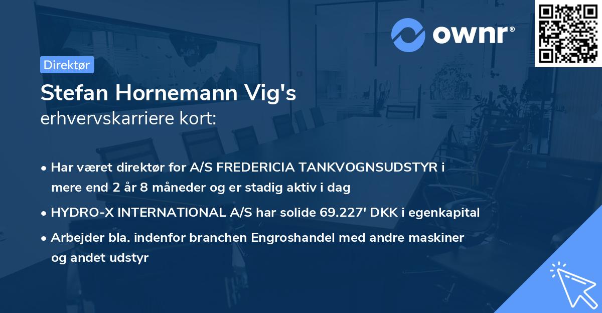 Stefan Hornemann Vig's erhvervskarriere kort