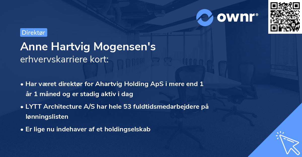 Anne Hartvig Mogensen's erhvervskarriere kort