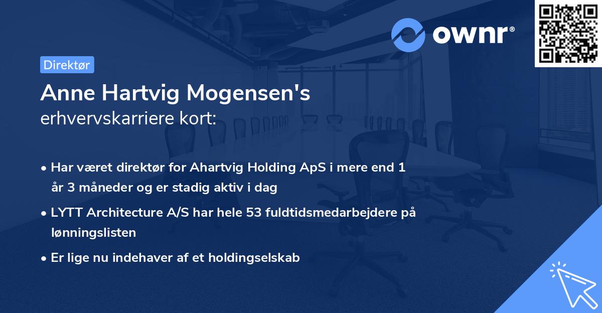 Anne Hartvig Mogensen's erhvervskarriere kort