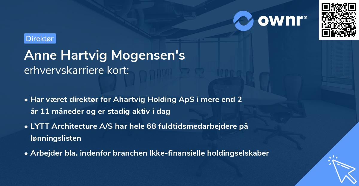 Anne Hartvig Mogensen's erhvervskarriere kort