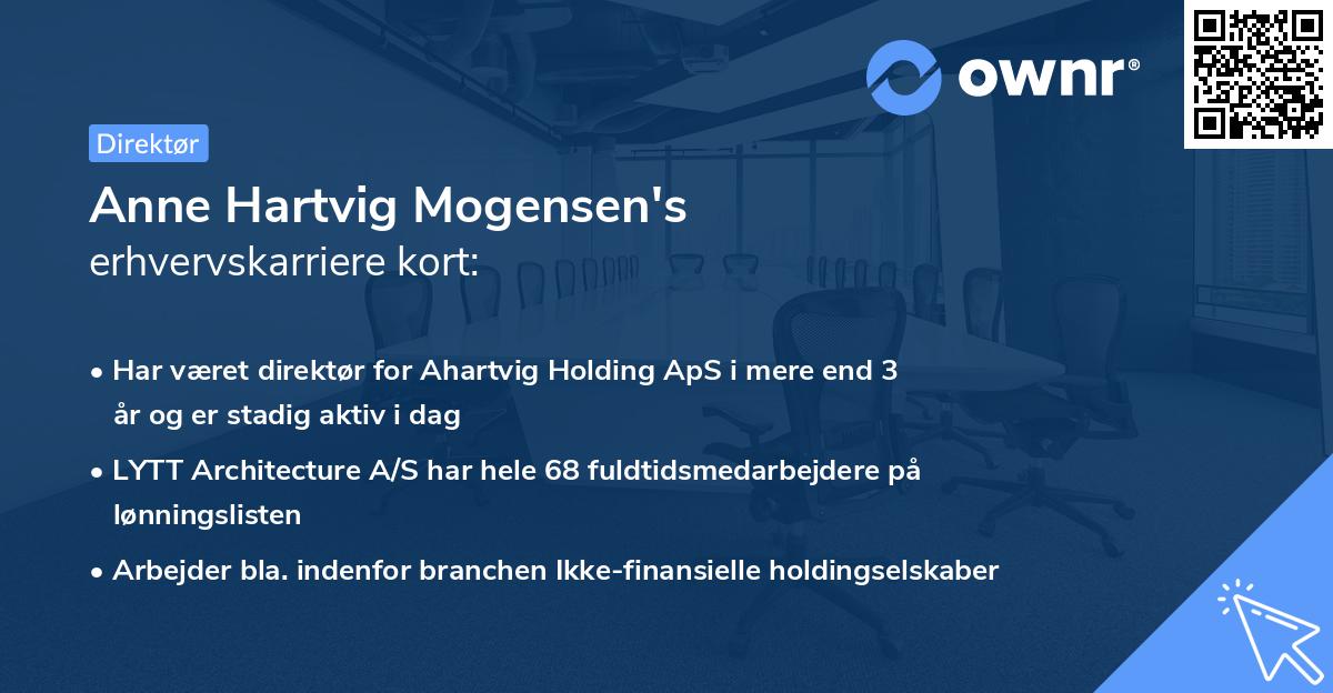 Anne Hartvig Mogensen's erhvervskarriere kort