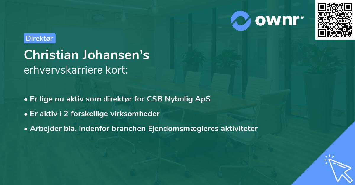 Christian Johansen's erhvervskarriere kort