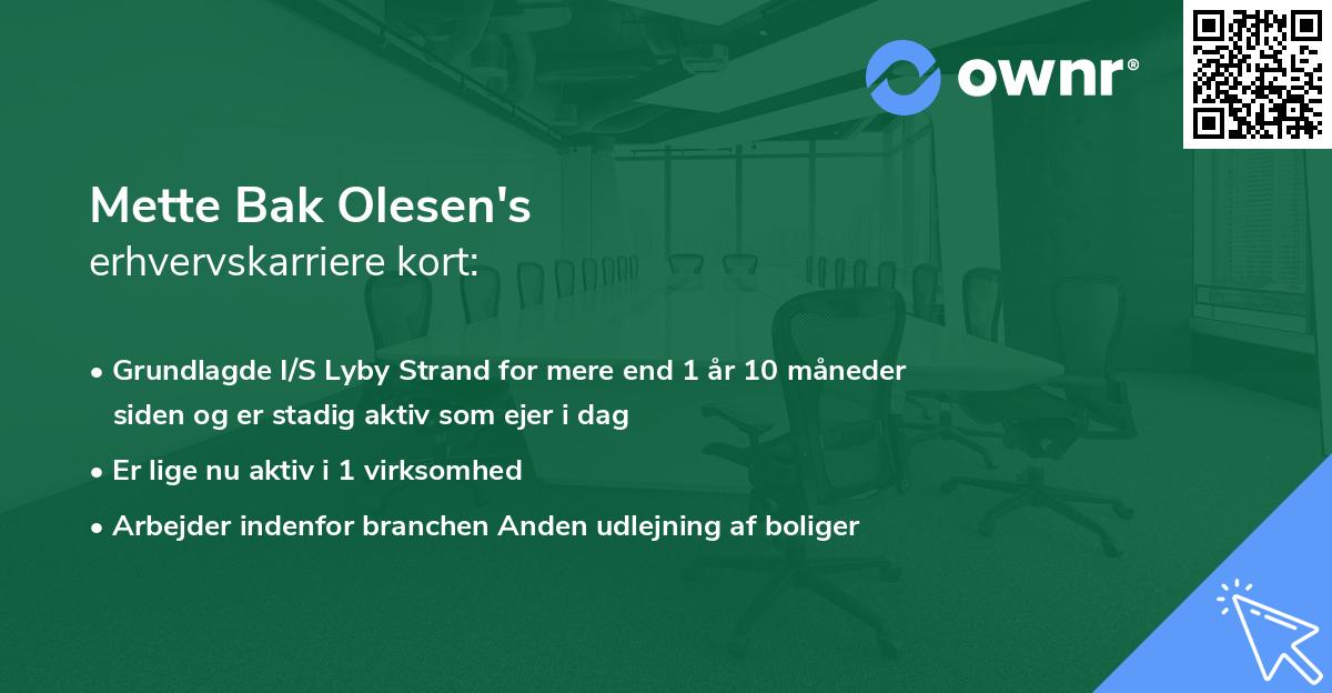 Mette Bak Olesen's erhvervskarriere kort