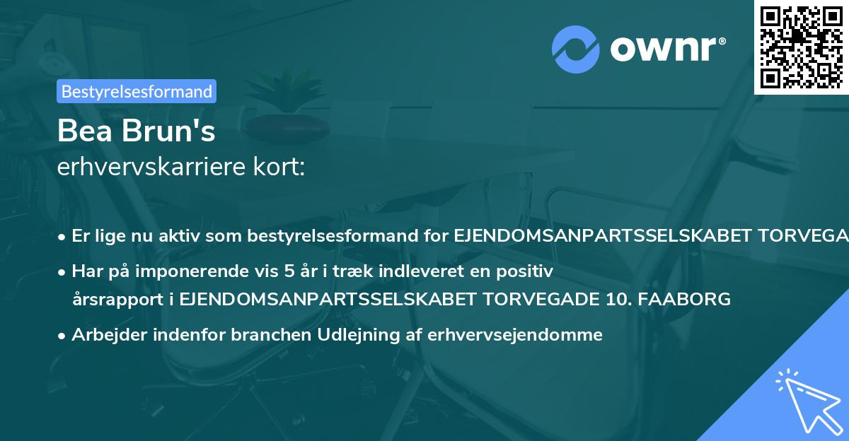 Bea Brun's erhvervskarriere kort