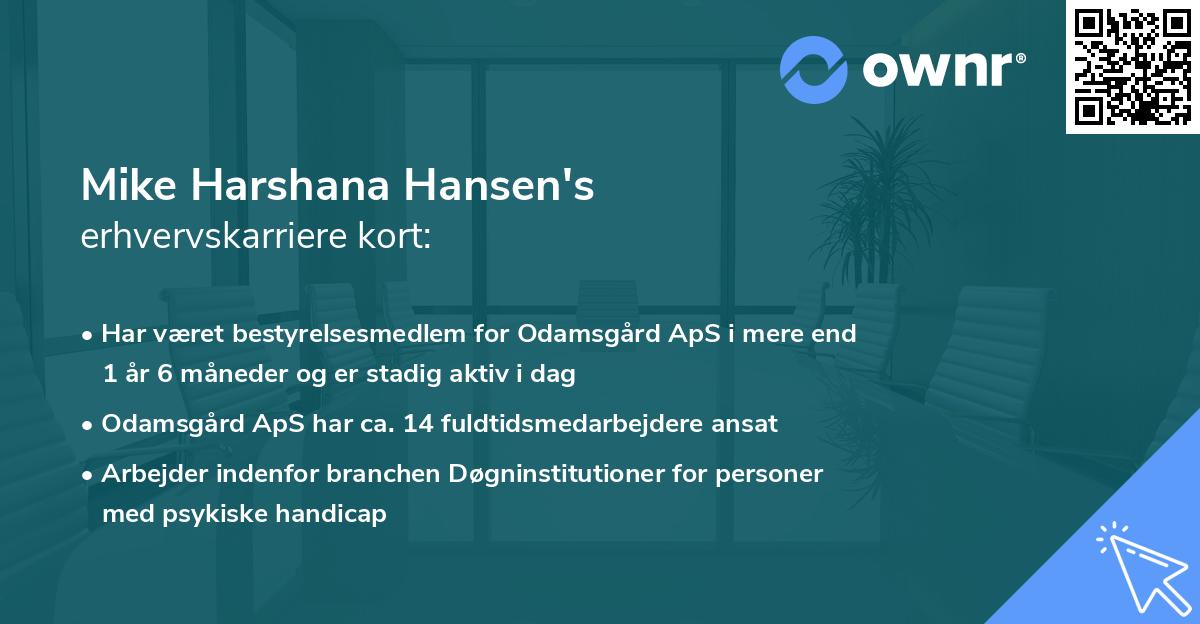 Mike Harshana Hansen's erhvervskarriere kort