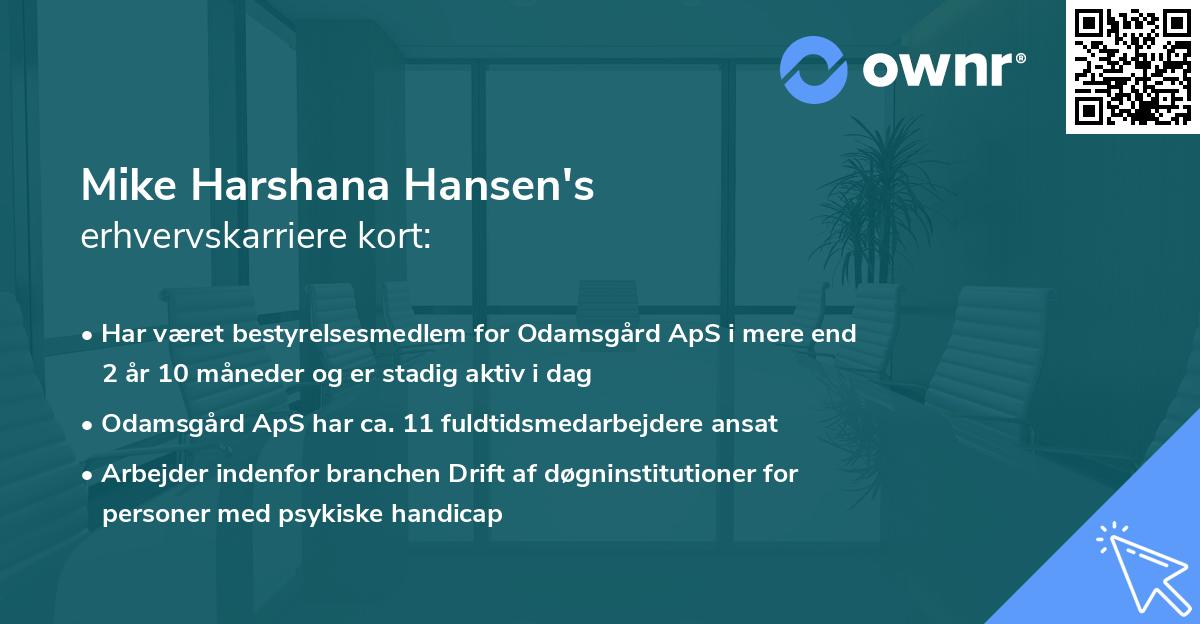 Mike Harshana Hansen's erhvervskarriere kort