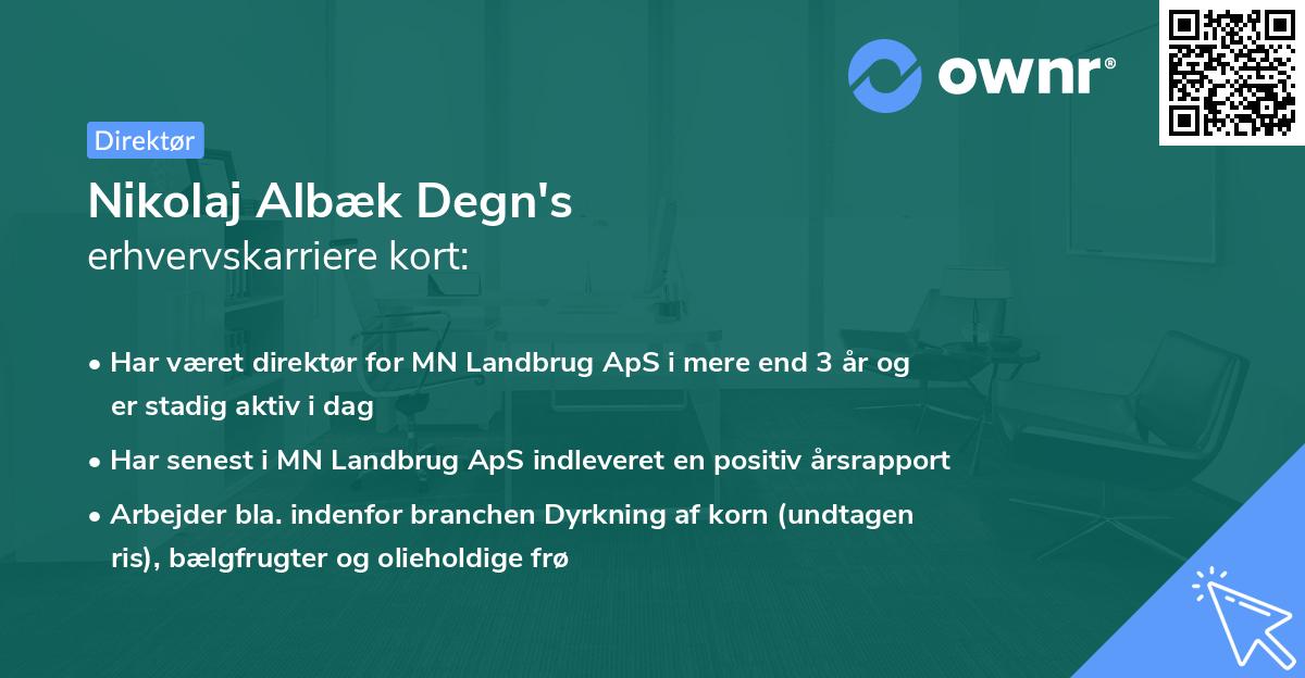 Nikolaj Albæk Degn's erhvervskarriere kort
