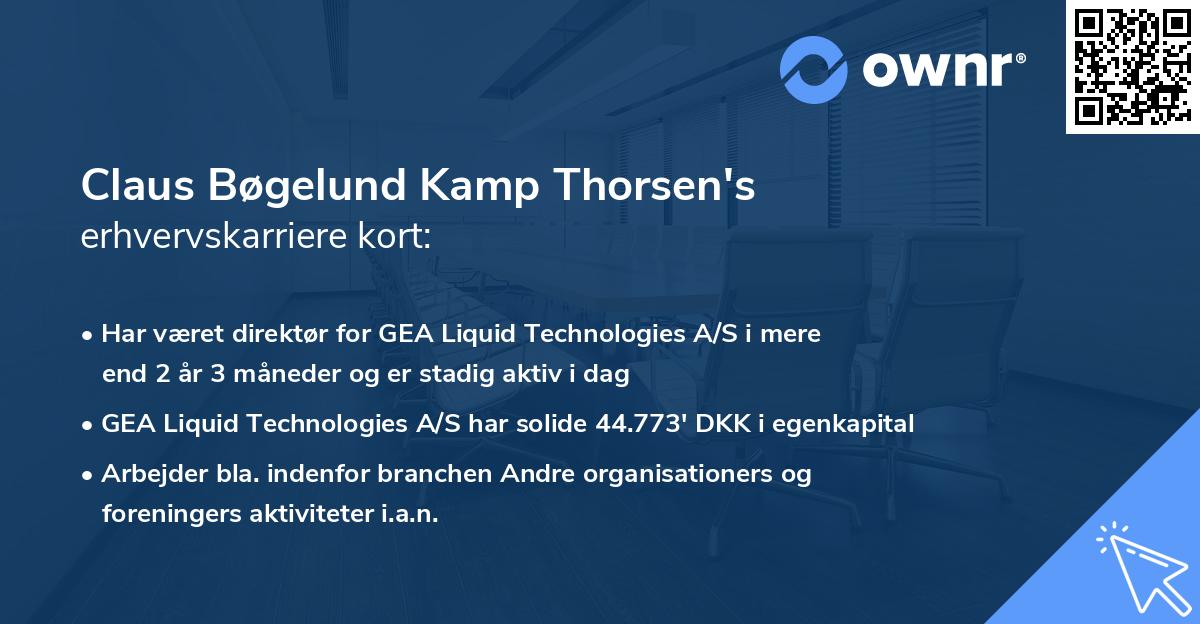 Claus Bøgelund Kamp Thorsen's erhvervskarriere kort