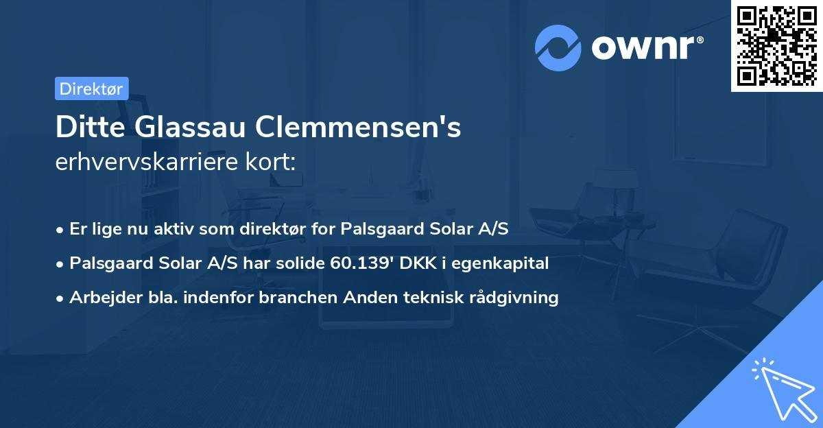 Ditte Glassau Clemmensen's erhvervskarriere kort