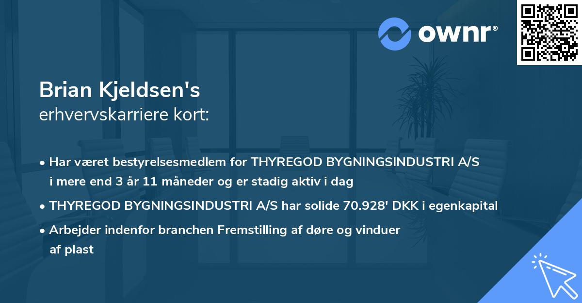 Brian Kjeldsen's erhvervskarriere kort