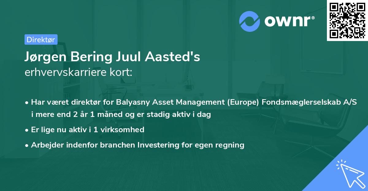 Jørgen Bering Juul Aasted's erhvervskarriere kort