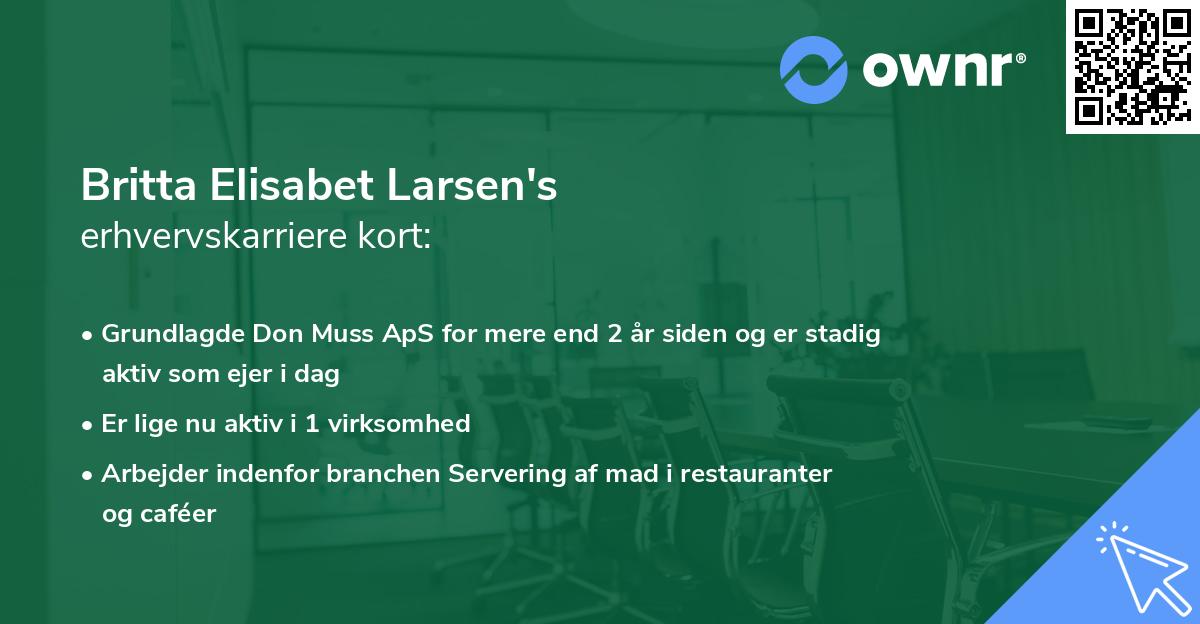 Britta Elisabet Larsen's erhvervskarriere kort