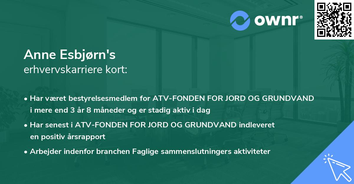 Anne Esbjørn's erhvervskarriere kort