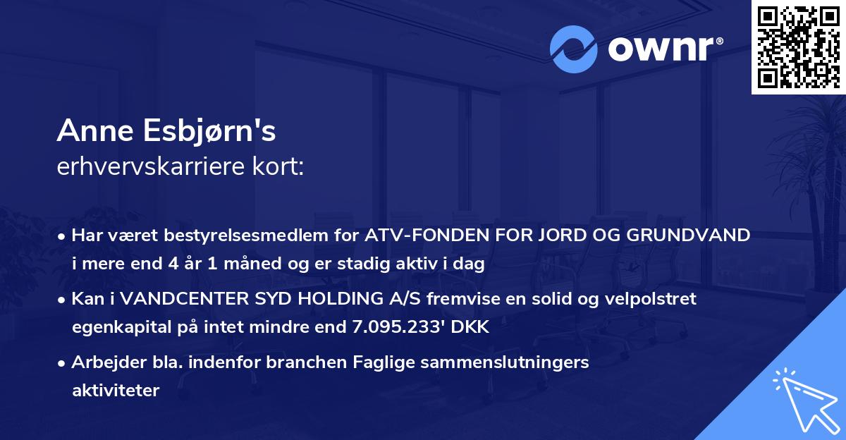 Anne Esbjørn's erhvervskarriere kort