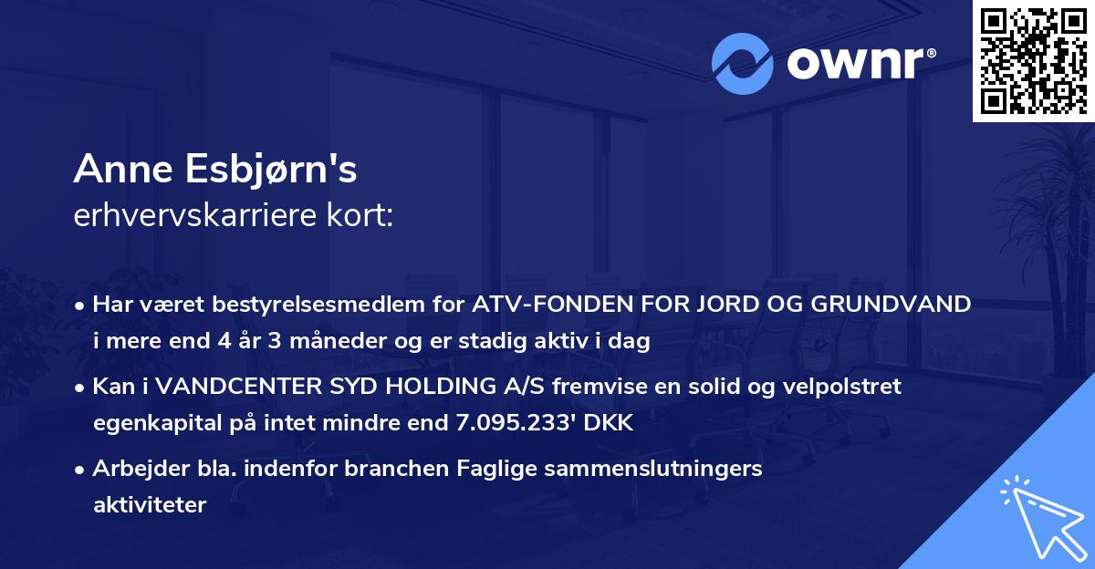 Anne Esbjørn's erhvervskarriere kort