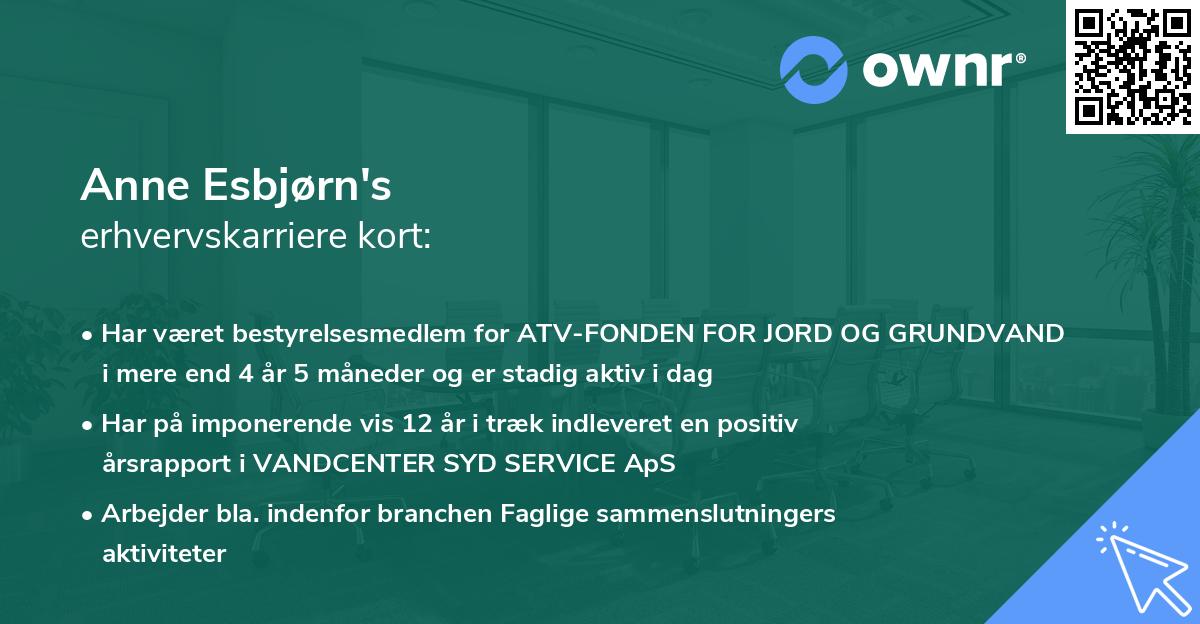 Anne Esbjørn's erhvervskarriere kort