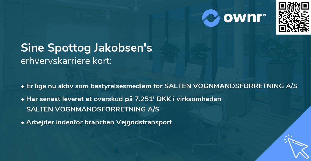 Sine Spottog Jakobsen's erhvervskarriere kort