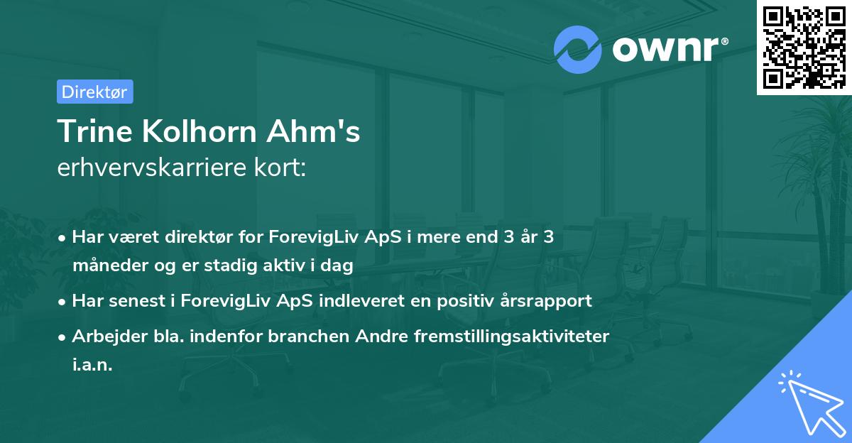 Trine Kolhorn Ahm's erhvervskarriere kort