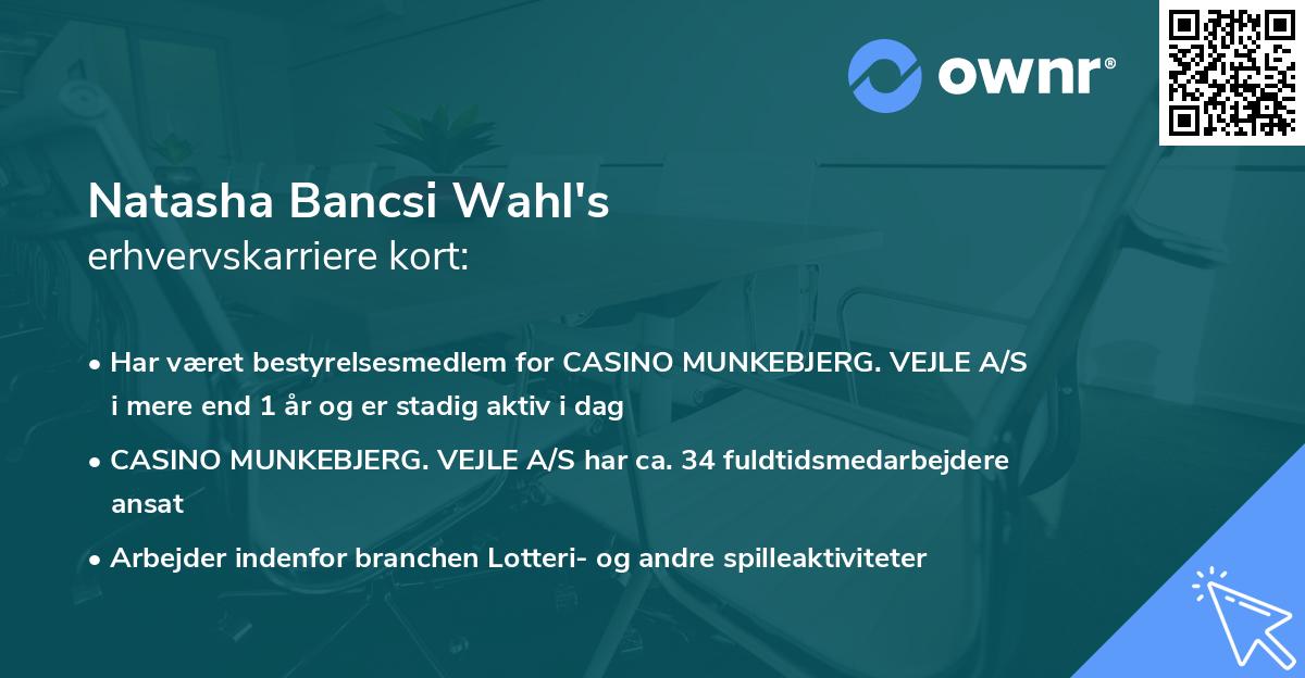 Natasha Bancsi Wahl's erhvervskarriere kort