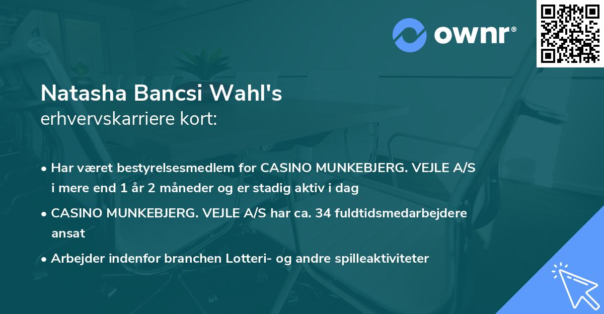 Natasha Bancsi Wahl's erhvervskarriere kort