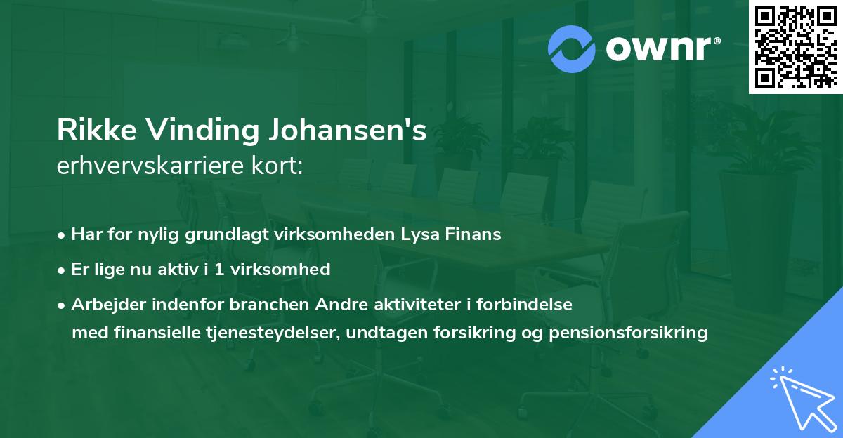 Rikke Vinding Johansen's erhvervskarriere kort