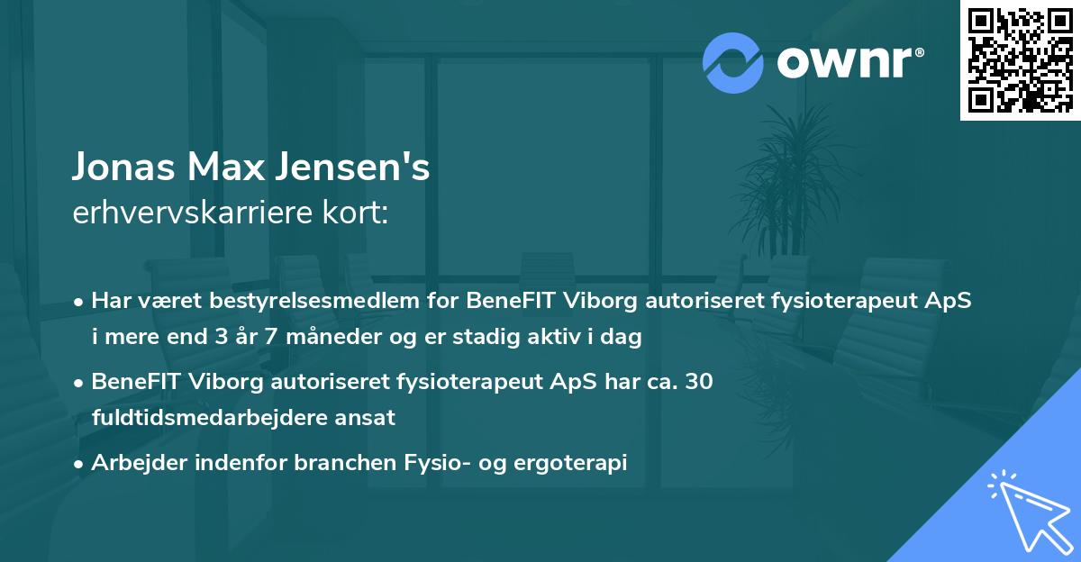 Jonas Max Jensen's erhvervskarriere kort