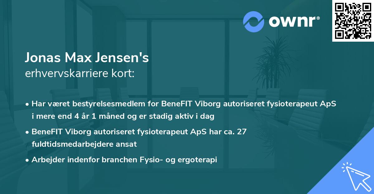 Jonas Max Jensen's erhvervskarriere kort