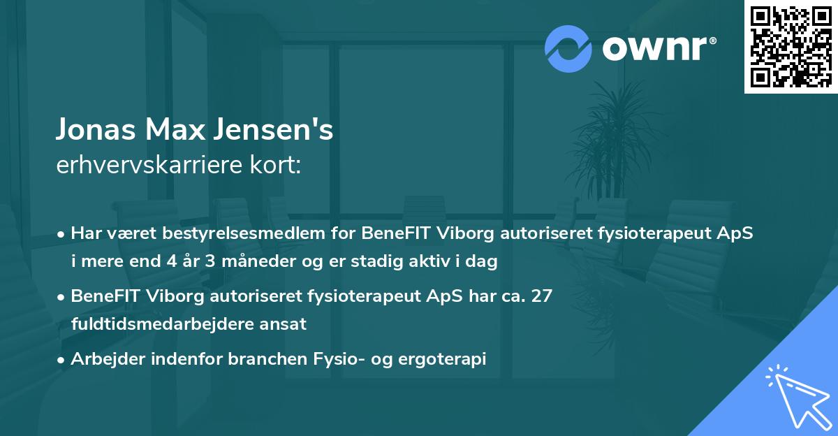 Jonas Max Jensen's erhvervskarriere kort