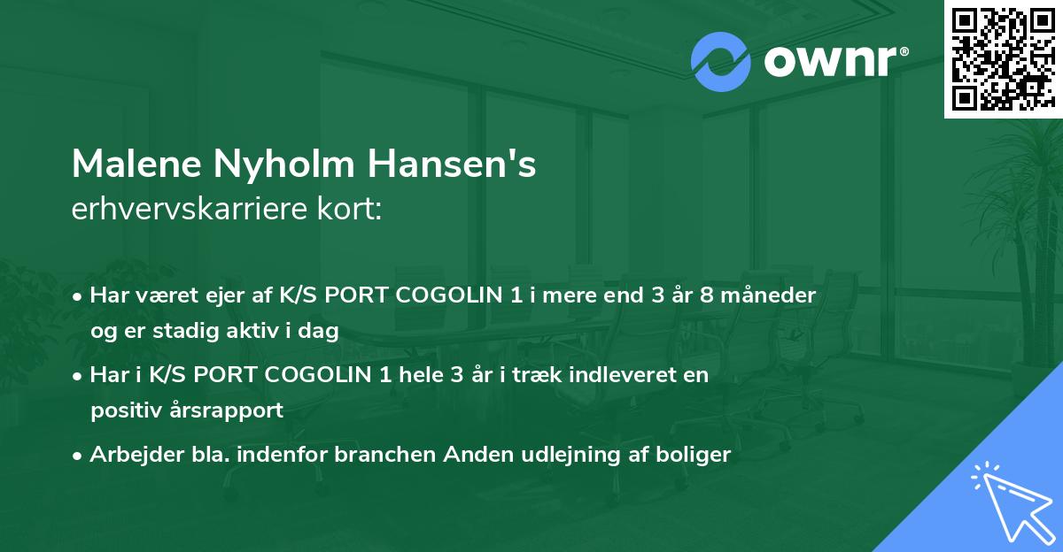 Malene Nyholm Hansen's erhvervskarriere kort