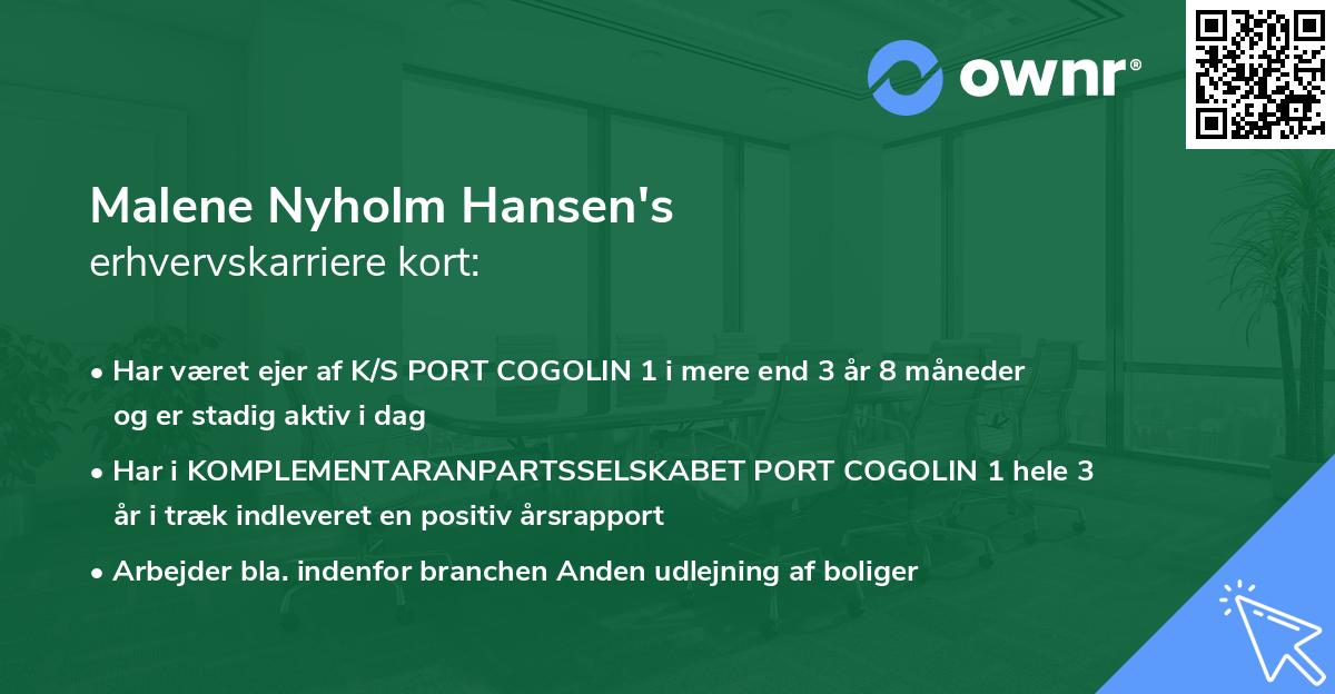 Malene Nyholm Hansen's erhvervskarriere kort
