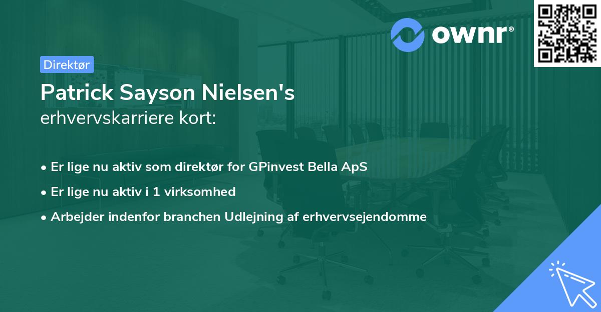 Patrick Sayson Nielsen's erhvervskarriere kort