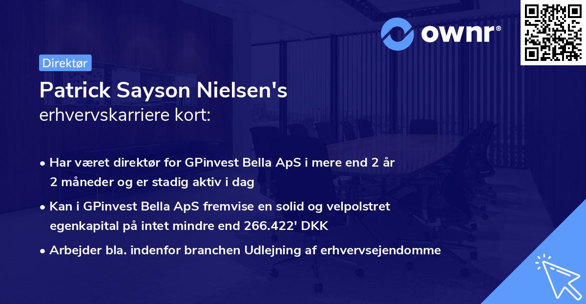 Patrick Sayson Nielsen's erhvervskarriere kort