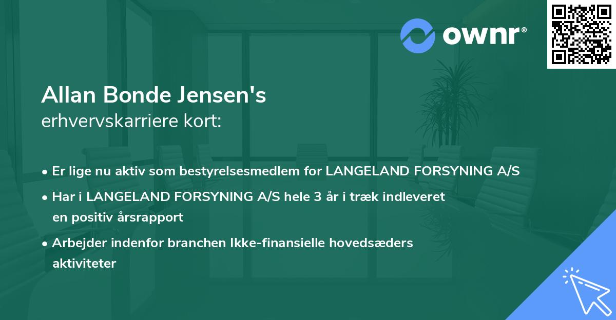 Allan Bonde Jensen's erhvervskarriere kort