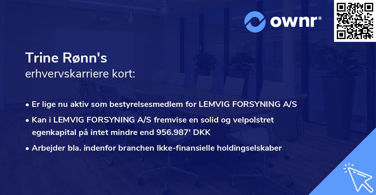 Trine Rønn's erhvervskarriere kort