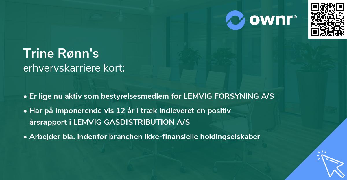 Trine Rønn's erhvervskarriere kort