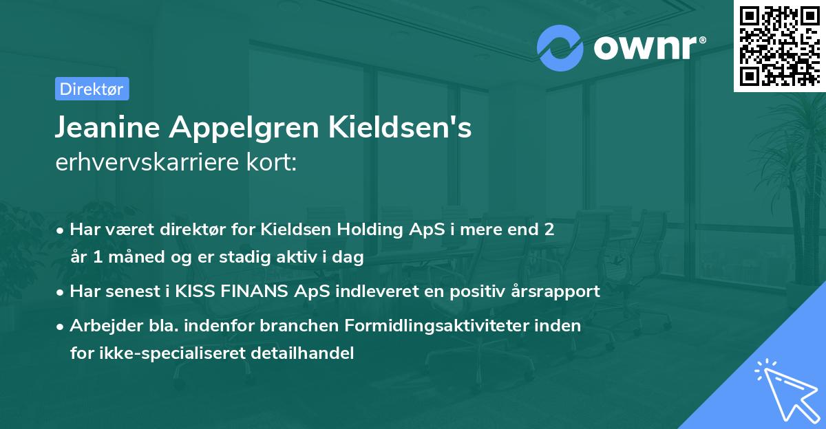 Jeanine Appelgren Kieldsen's erhvervskarriere kort