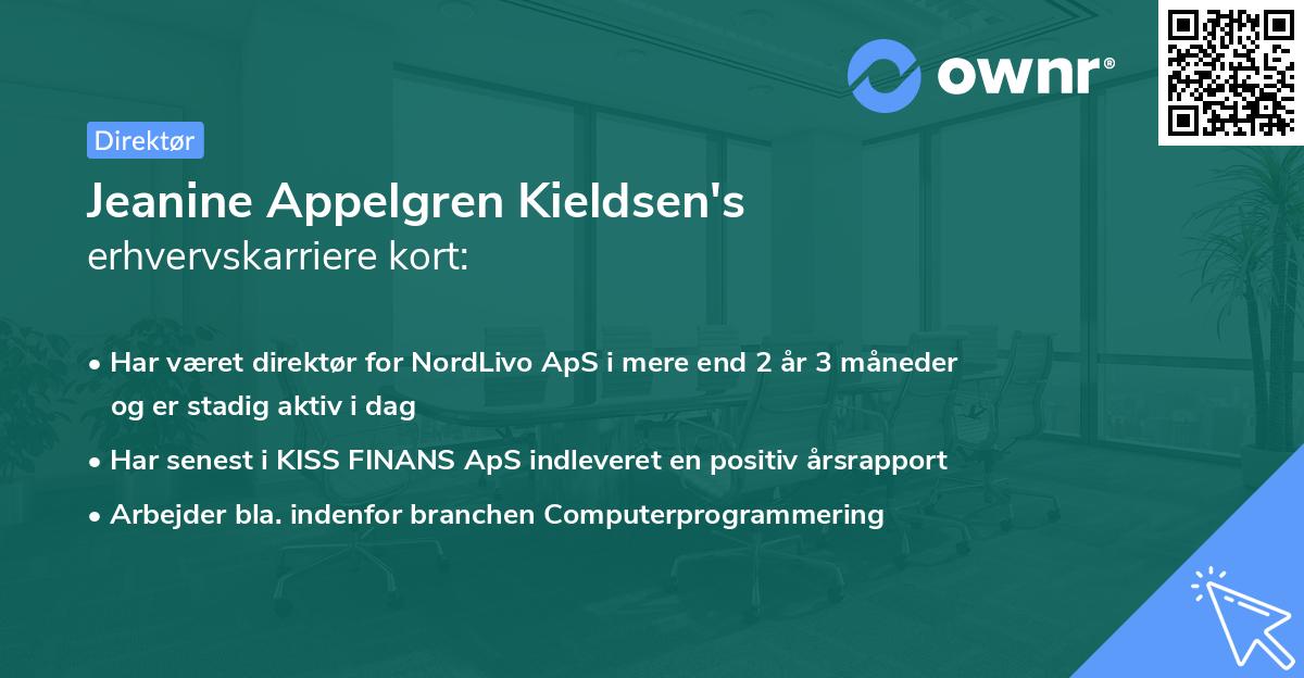 Jeanine Appelgren Kieldsen's erhvervskarriere kort