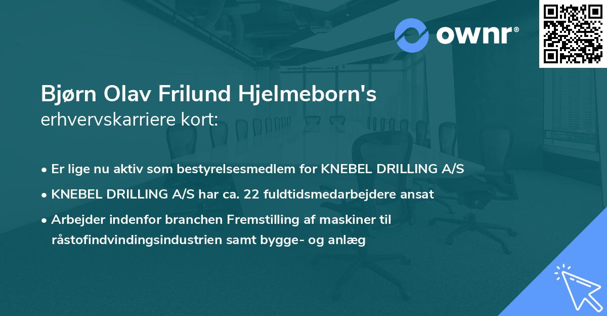 Bjørn Olav Frilund Hjelmeborn's erhvervskarriere kort