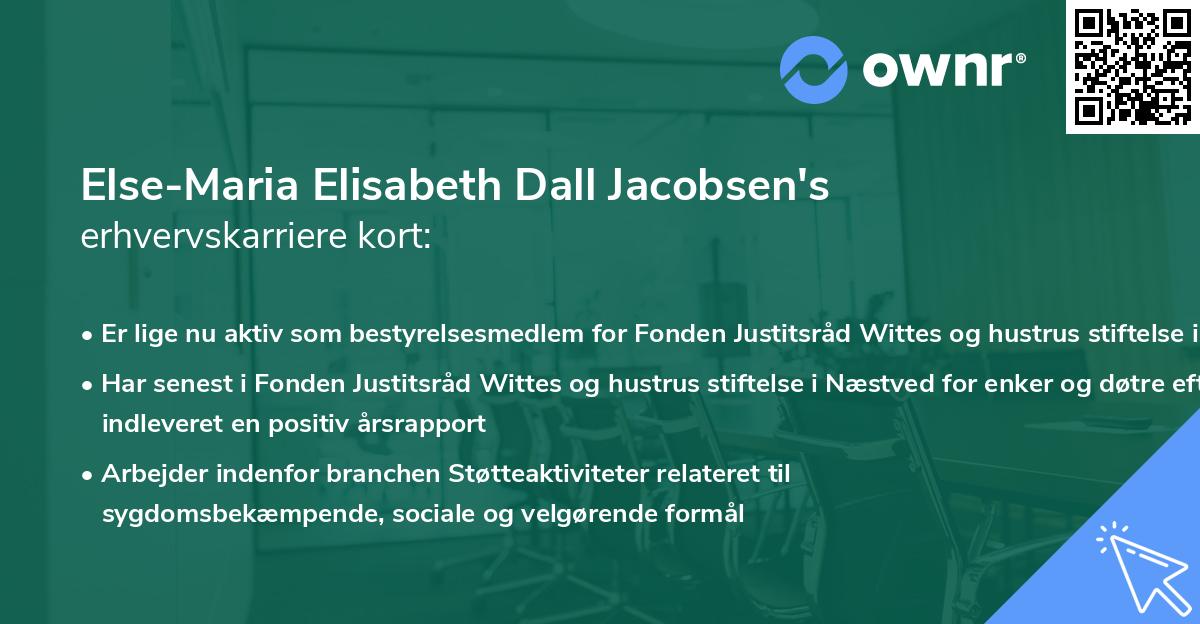 Else-Maria Elisabeth Dall Jacobsen's erhvervskarriere kort