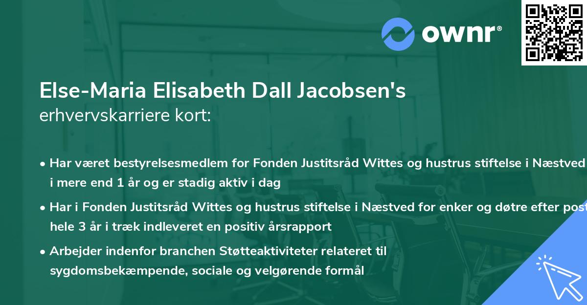 Else-Maria Elisabeth Dall Jacobsen's erhvervskarriere kort