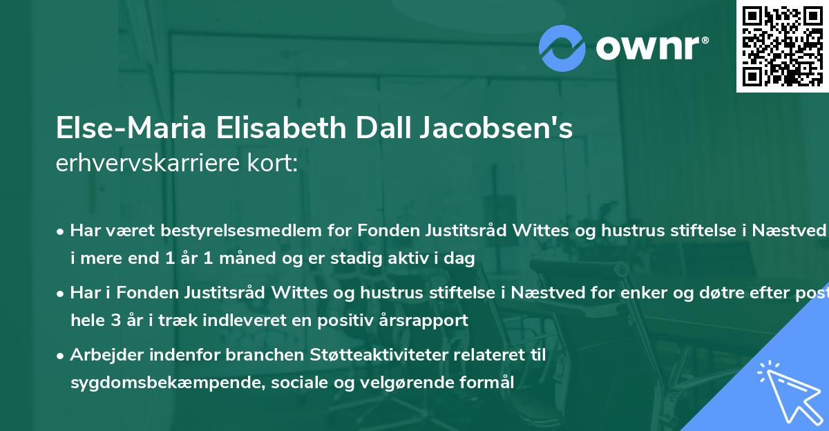Else-Maria Elisabeth Dall Jacobsen's erhvervskarriere kort