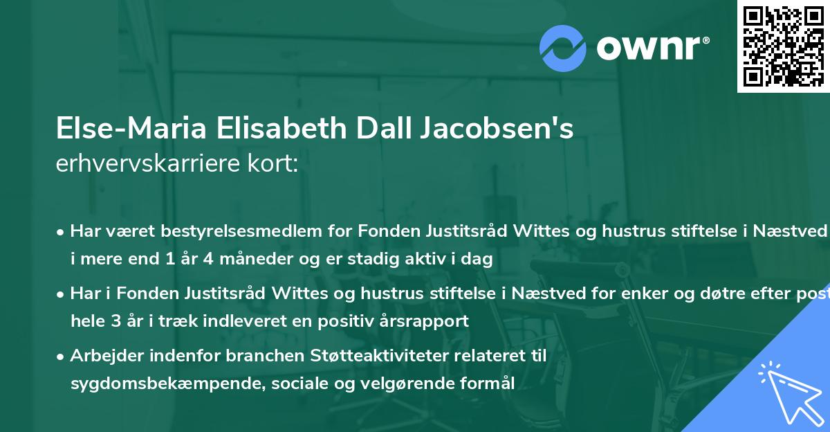Else-Maria Elisabeth Dall Jacobsen's erhvervskarriere kort