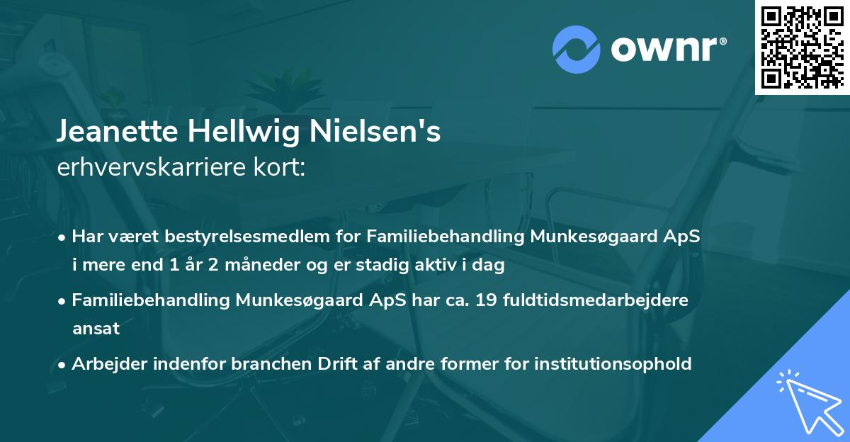 Jeanette Hellwig Nielsen's erhvervskarriere kort